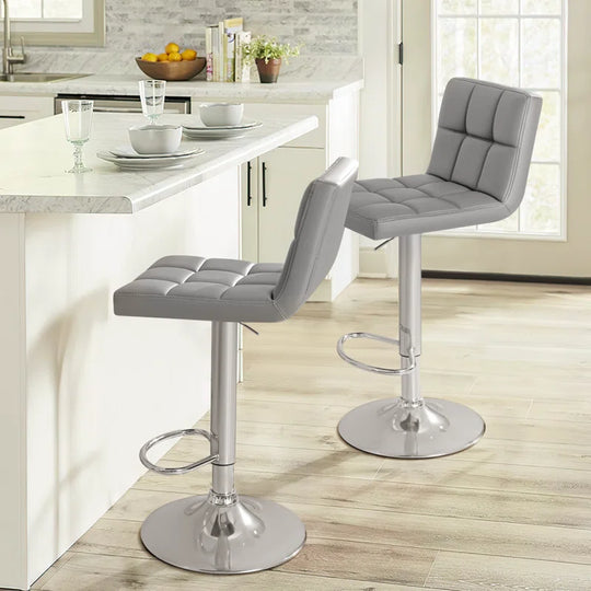 Swivel Upholstered Adjustable Height Counter Stool with Metal Frame