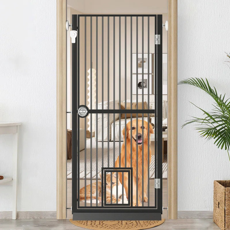 Eresmia 61“ Extra Tall Pet Gate for Doorway, Adjustable Pressure Mounted Pet Gate with Door