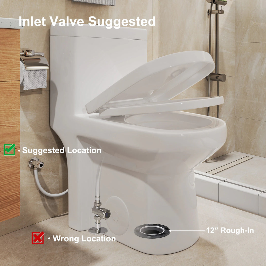 1 Piece Dual Flush Toilet White 0.8 1.28 GPF Seat Included 12 Inch Rough in - N/A