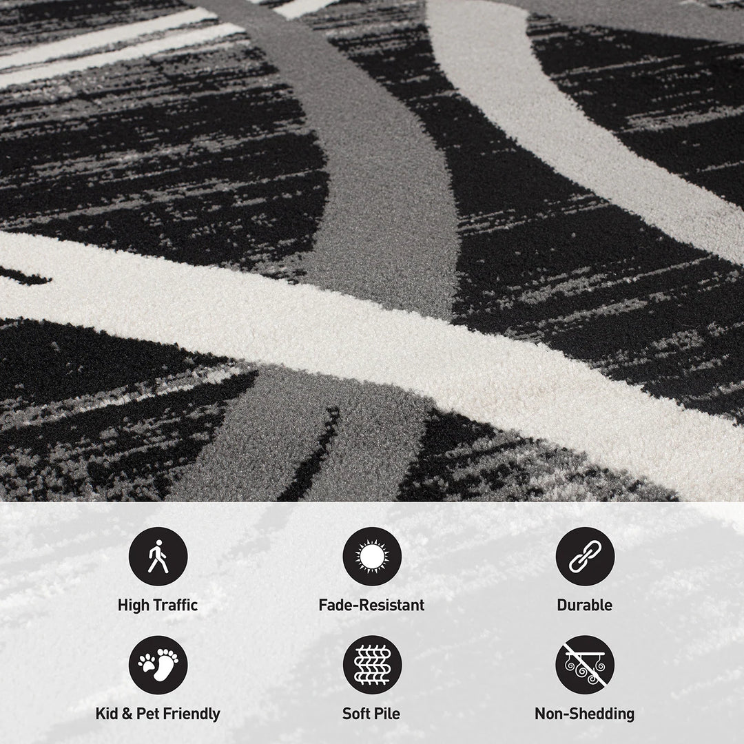 Contemporary Abstract Circles Design Area Rug