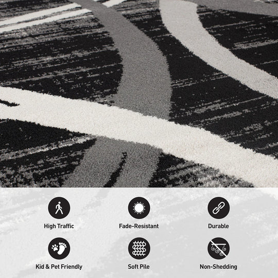 Contemporary Abstract Circles Design Area Rug