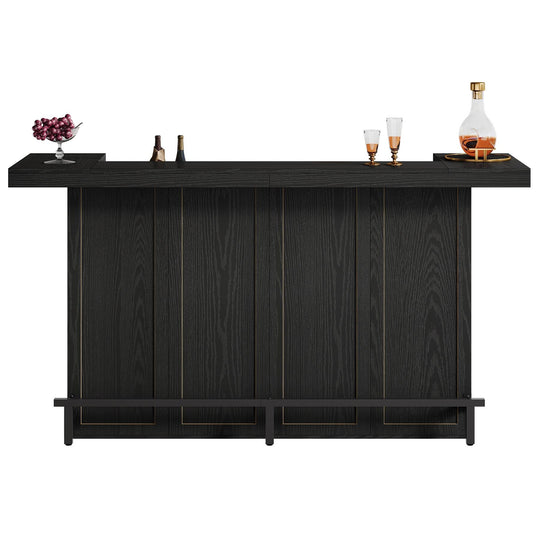 70.9" Wooden Home Bar Table with Wine Glass Holder, Pub Storage Unit Accent Table for Home Patio Basement