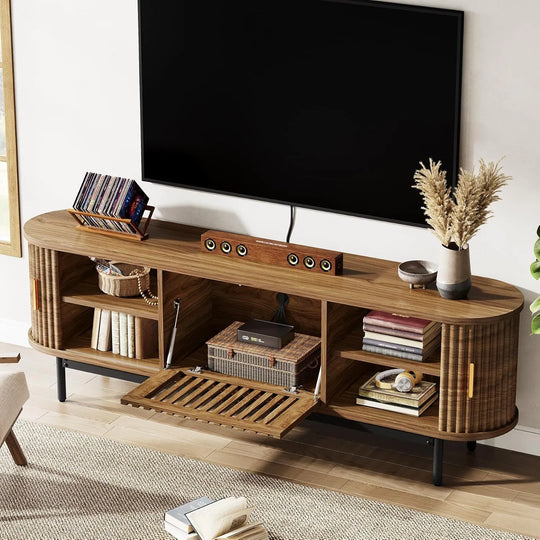 70" TV Console, Mid-Century Modern Media Entertainment Center for Tvs up to 80" - 70" W X 15.75" D X 23.62" H