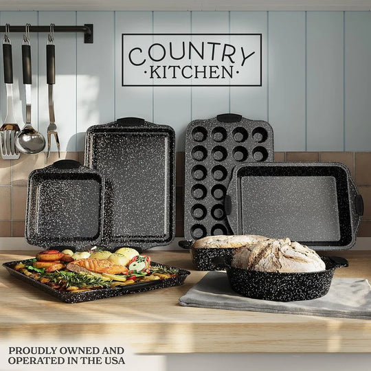 Nonstick Stackable Bakeware Set - Heavy Duty, Durable, Easy Release Baking Set, 10 Pcs