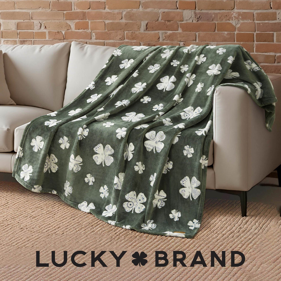 Lucky Clovers Plush Throw Blankets