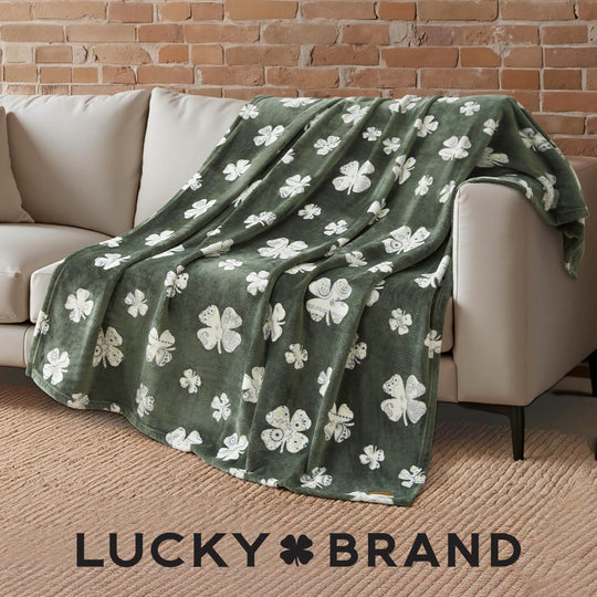 Lucky Clovers Plush Throw Blankets