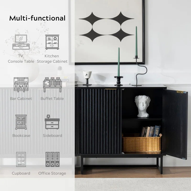 Neketa Wood Accent Cabinet with Metal Base