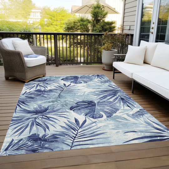 Machine Washable Indoor/ Outdoor Coastal Palm Chantille Rug