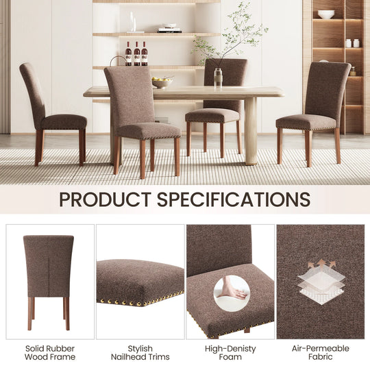 RENEWLINE Dining Chairs, Fabric with Nailhead Trim and Wood Legs