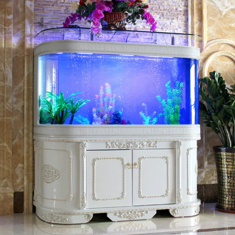 Luxurious Curved White Elegance Eco Aquarium Tank