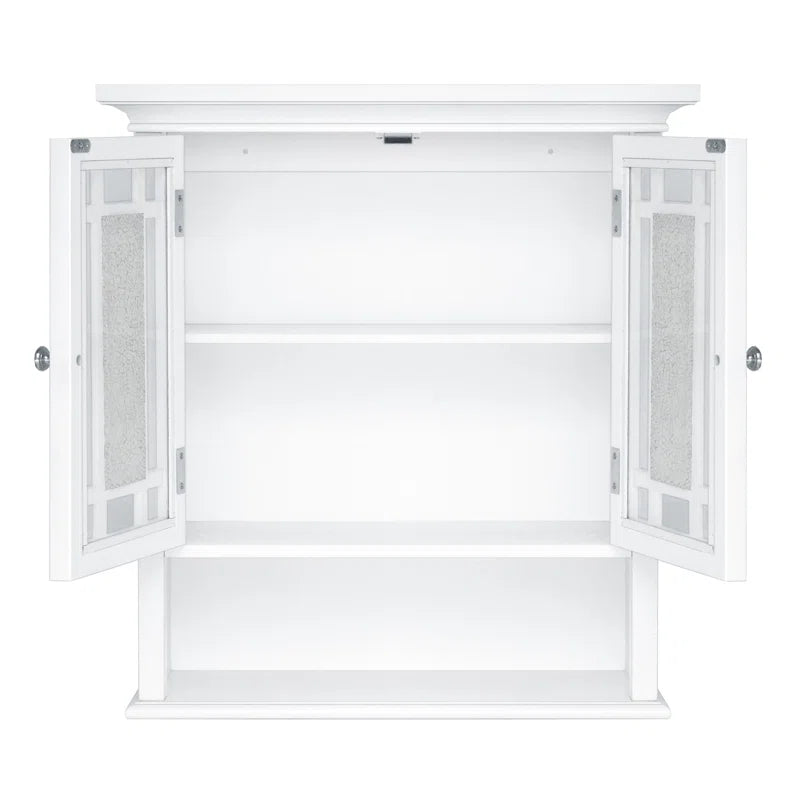 Caleb Removable Two-Door Wall Cabinet with Glass Mosaic Doors, Adjustable Shelf for Bathroom or Home Storage