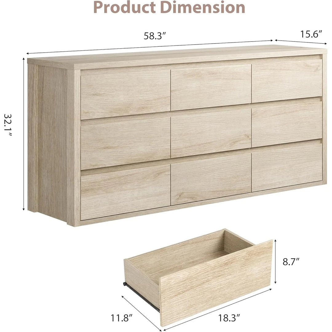 7-Drawer Dresser for Bedroom,Wide Wood Chest with Handle-Free Design,Modern Storage Cabinet for Living Room or Entryway
