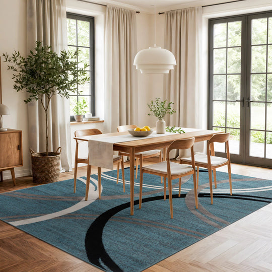 Contemporary Abstract Circles Design Area Rug