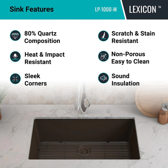 Drop-In Quartz 32 Inch Single Bowl Kitchen Sink Kit - 32"X19"