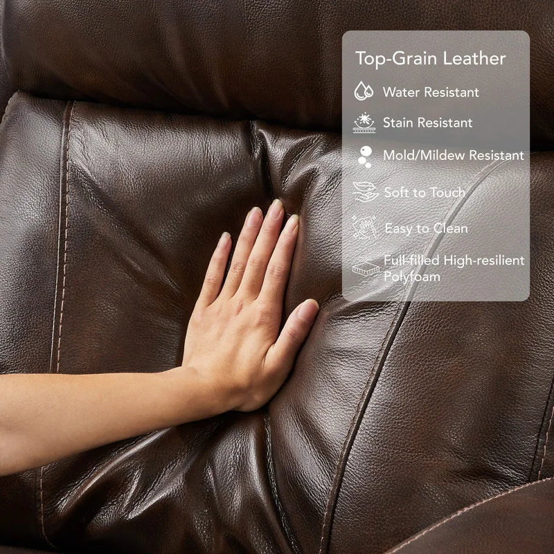 Hadlee Genuine Leather Reclining Sofa with Multi-Function Console.