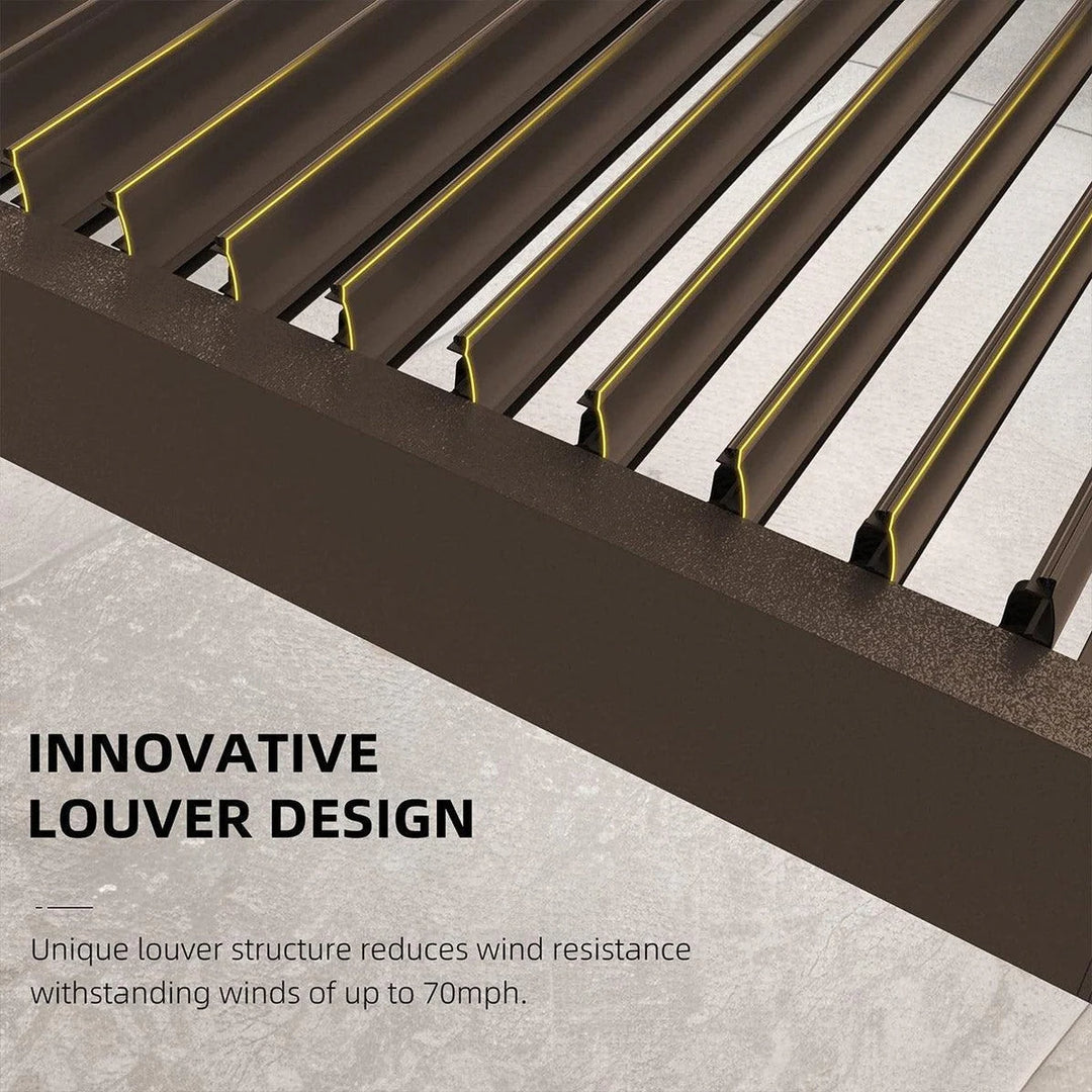 Bronze Louvered Pergola with Adjustable Roof for Deck Backyard Garden Hardtop Gazebo