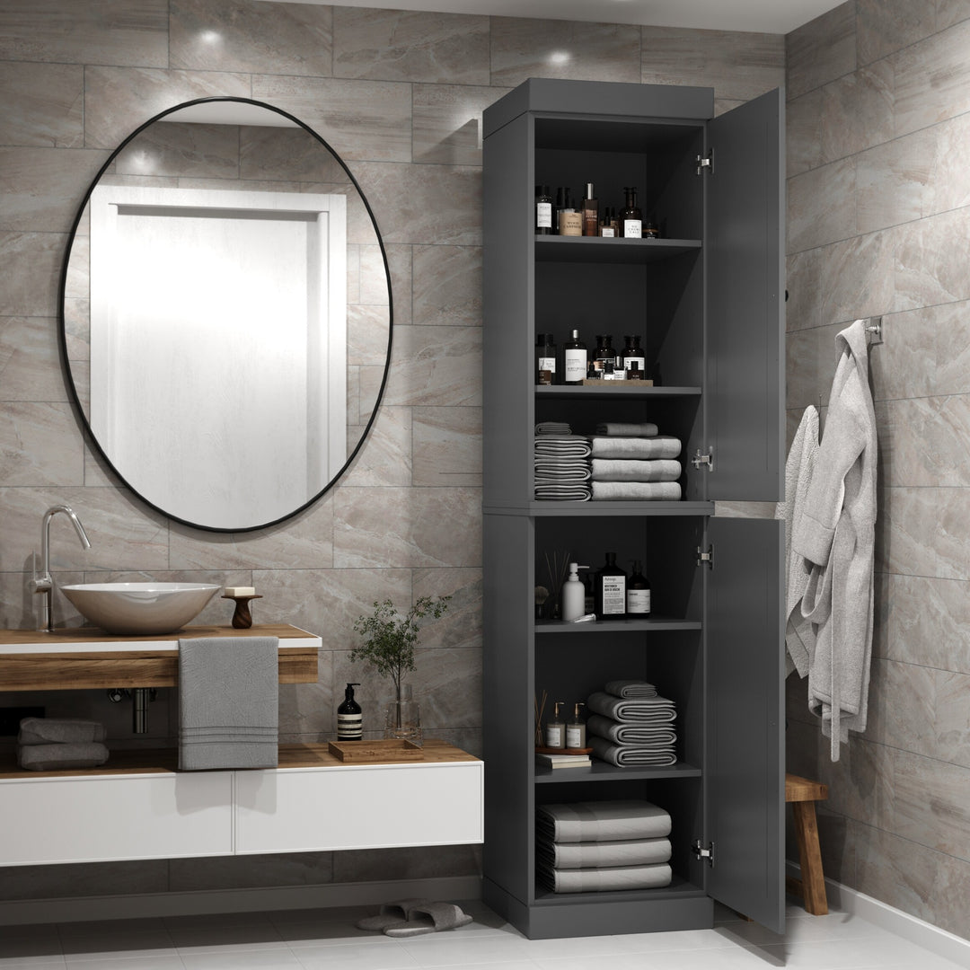 100% Solid Wood Bathroom Storage Cabinet, Adjustable Shelves, 16.5" Wide, 35.75" Tall