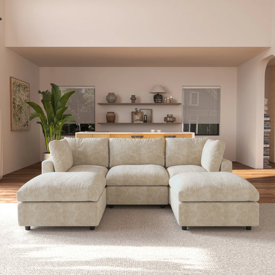 Modern Cloud Sectional Couches for Living Room Set, Chenille U-Shaped Sofa Couch