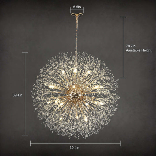 Contemporary 16/20/24/30-Light Glam Oversized Firework Crystal Sputnik Chandelier Dandelion Pendant Light, Includes Bulbs