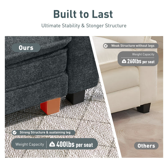 Cloud Modular Deep Seat Sofa, Chenille or Corduroy Sectional Couch with Removable Arms, 1–4 Seater