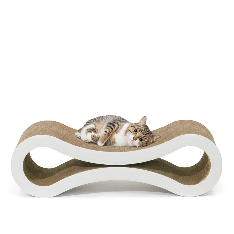 Infinity Cat Scratcher Lounger, Reversible Scratcher, Large Cat Scratching Pad, Cat Scratching Board, Scratch Pad for Indoor Cats, Brown