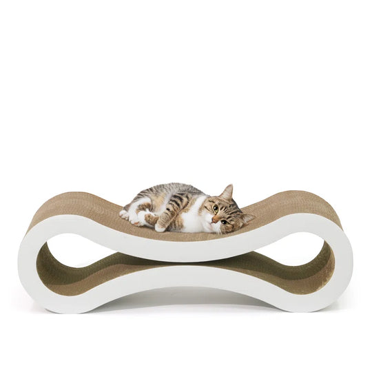 Infinity Cat Scratcher Lounger, Reversible Scratcher, Large Cat Scratching Pad, Cat Scratching Board, Scratch Pad for Indoor Cats, Brown