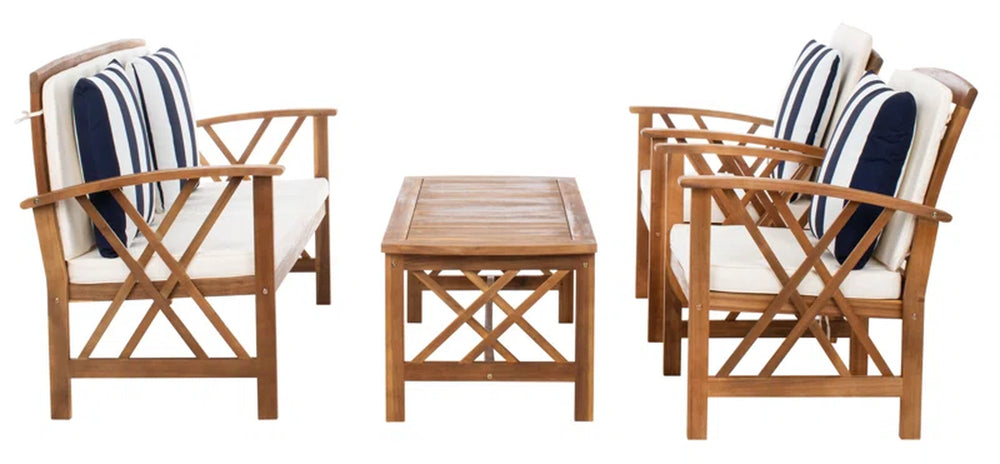 Hurteau Acacia 4 - Person Patio Conversation Sets with Cushions