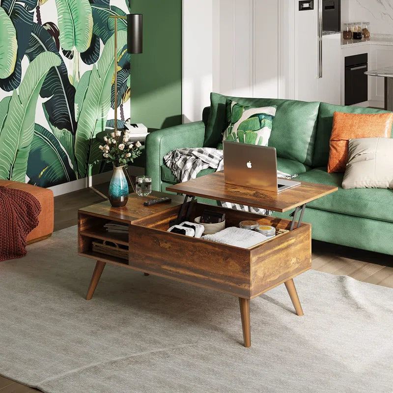 Aravis Lift Top Coffee Table with Storage for Living Room,With Adjustable Shelf, Wood