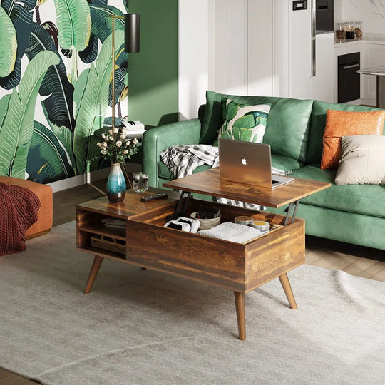 Aravis Lift Top Coffee Table with Storage for Living Room,With Adjustable Shelf, Wood