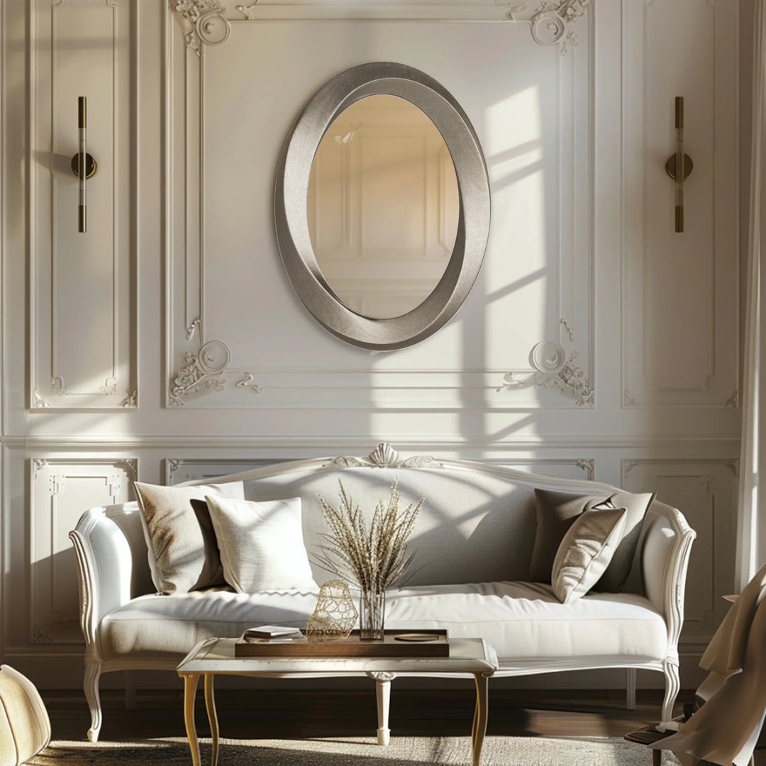 Antique Baroque Oval Wall Art Mirror Beveled Frame Accent Mirror