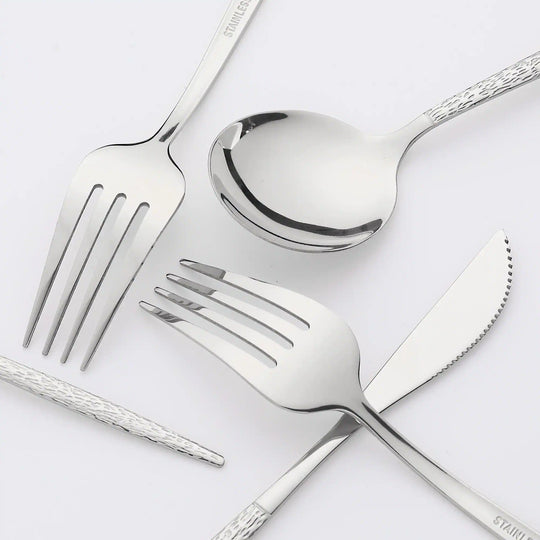 24 PCS Silverware Set, Stainless Steel Flatware with Knife, Spoons and Fork, Mirror Polished Cutlery Serving Utensils Set