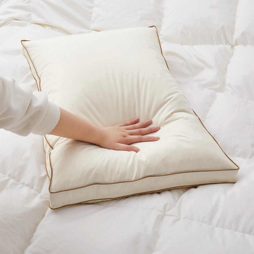 Set of 2 100% Organic Cotton down Feather Pillow-In-A-Pillow Design Bed Pillow