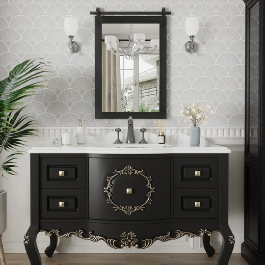Farmhouse Barn Door Solid Wood Frame Bathroom Vanity Wall Mirror