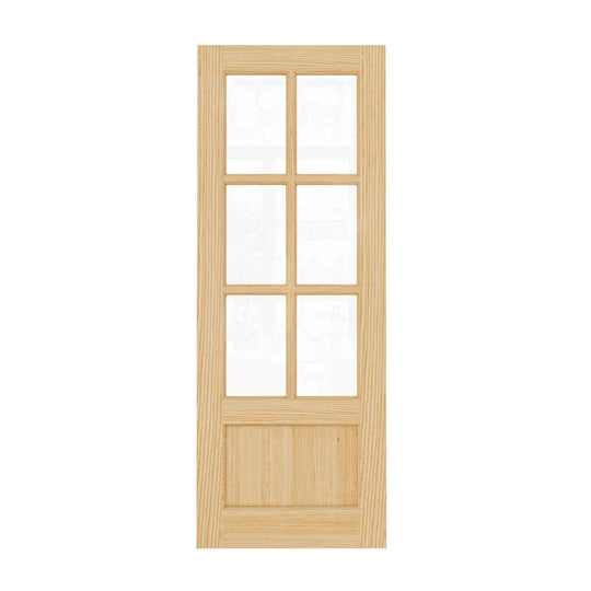 80 Inch Pine Wood Front Door Slab with 6 Lite Clear Double Glazed Glass Slab Only