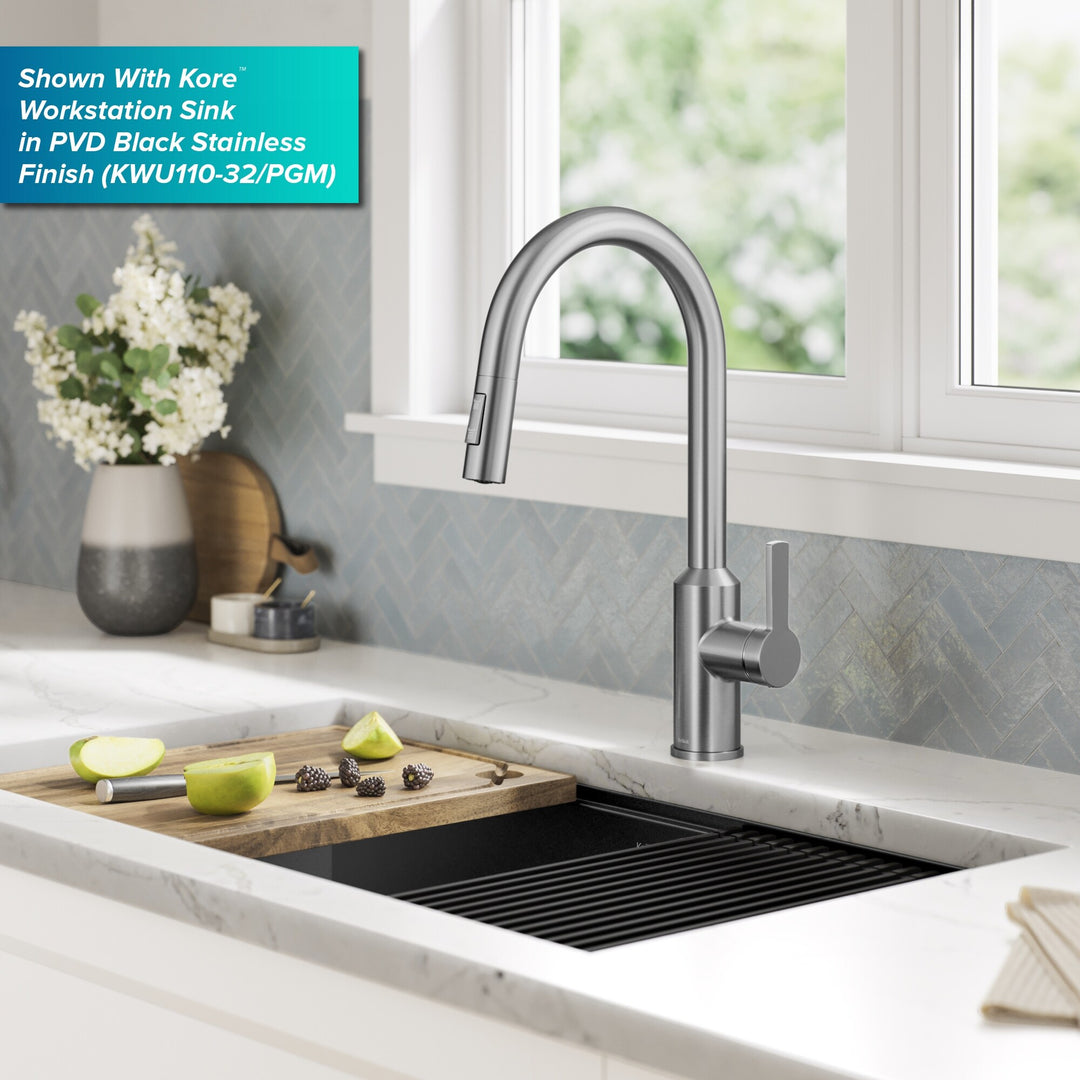 2-Function 1-Handle 1-Hole Pulldown Sprayer Brass Kitchen Faucet