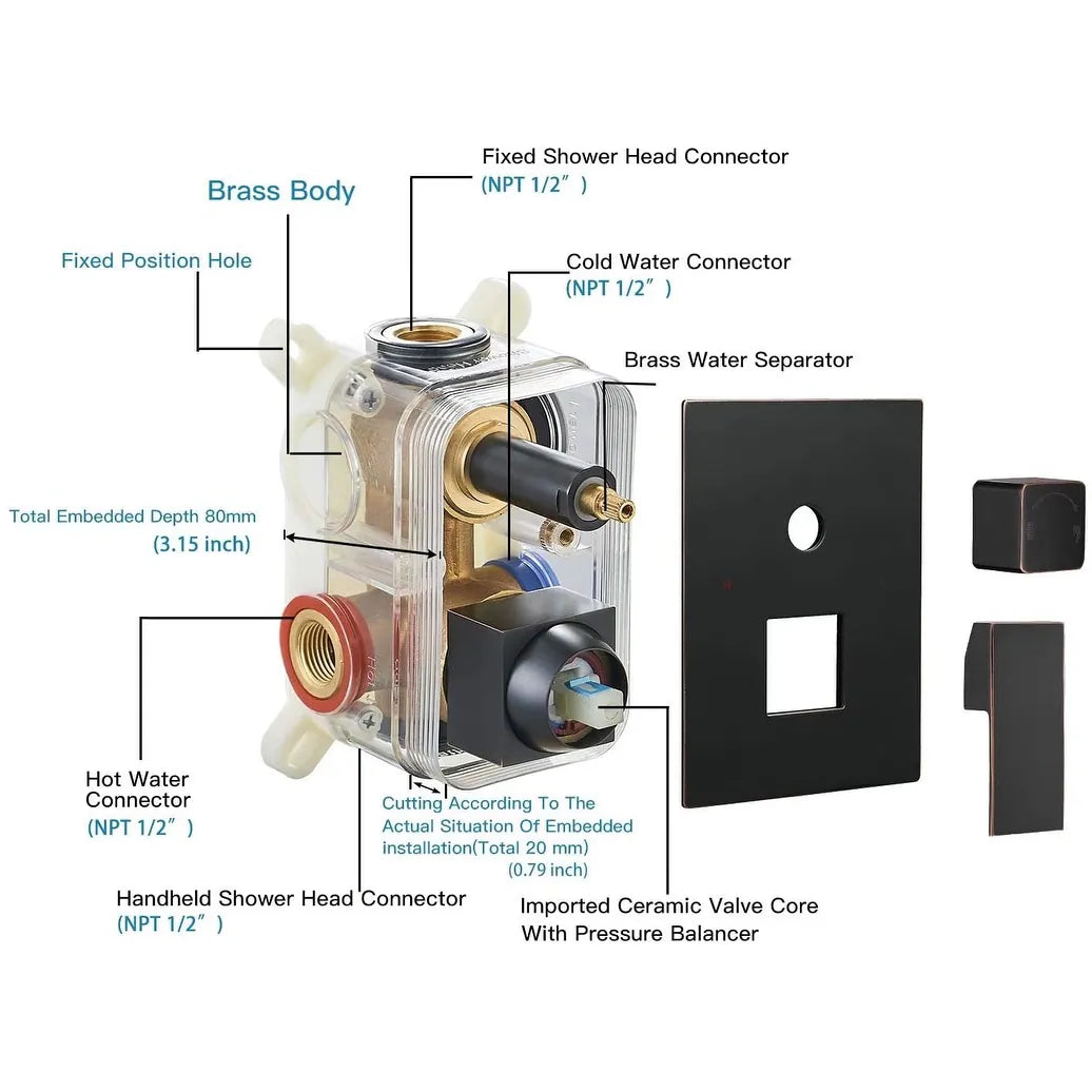 Rain Shower Faucet System Head Oil Rubbed Bronze with 10 Inch