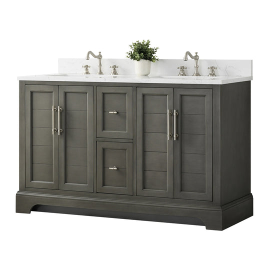 54" Double Sink Bathroom Vanity with Top & Backsplash