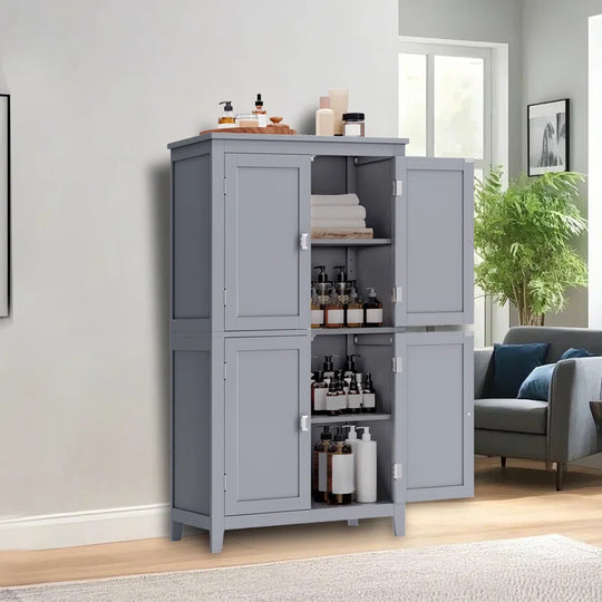 Arhavi 42.1" H Floor Storage Cabinet, Storage Unit, Freestanding Cabinet with 4 Doors