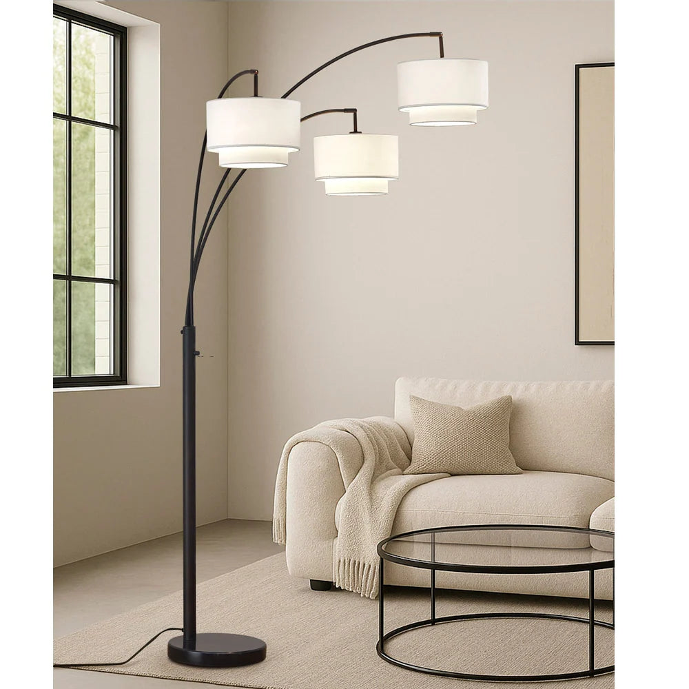Broadway 3-Light 4-Way Switch Arch Floor Lamp