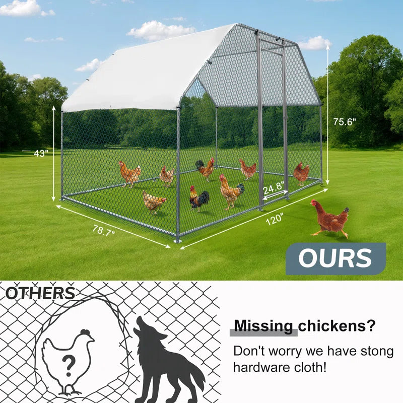 Large Metal Chicken Coop with Rain Cover