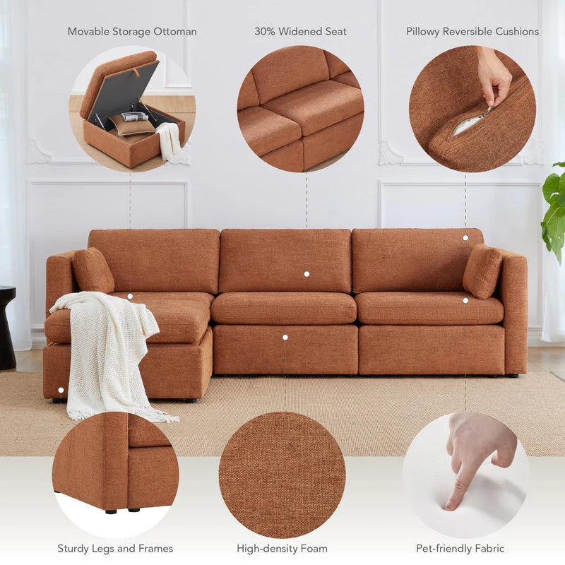 Mia Oversized Modular Sectional Fabric Sofa