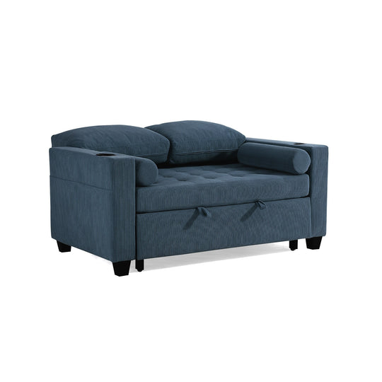 3-In-1 Pull-Out Sleeper Sofa Bed Convertible Adjustable Multi-Functional Loveseat with USB Port