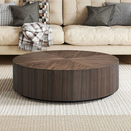 - Modern Drum Coffee Table with Pedestal Base (No Assembly) - 35.43"