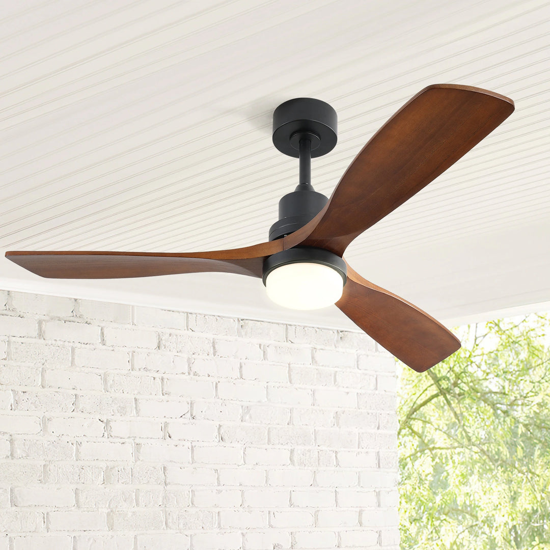 Sofucor 42"/48"/ 52"/60"Noiseless Walnut Wood Ceiling Fan with Remote Control, Integrated Light Optional