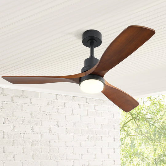 Sofucor 42"/48"/ 52"/60"Noiseless Walnut Wood Ceiling Fan with Remote Control, Integrated Light Optional