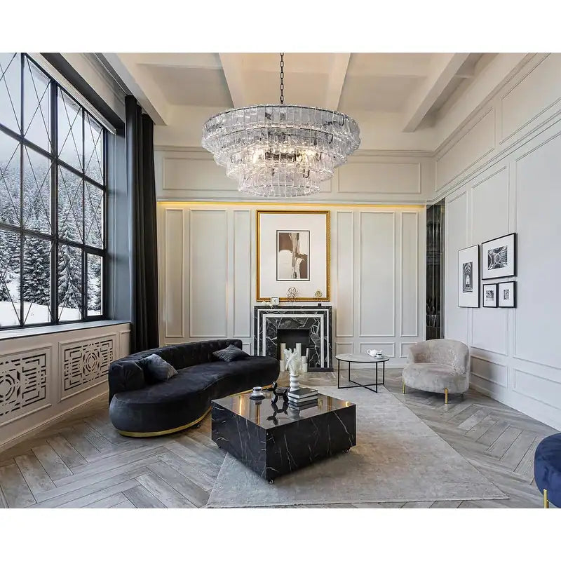 36In-67.4 In. 6-Lights Gold Crystal Drum Chandelier