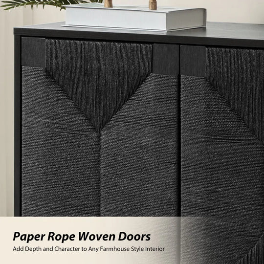 Carreiro 32"W Woven Transitional 2-Door Accent Cabinet