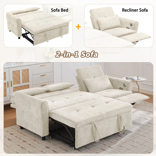 2-In-1 Sofa with Pull-Out Sleeper & Reversible Recliner by