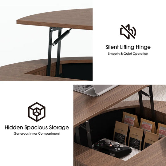 Round Coffee Table with Lifting Top,31.5” Lift Top Coffee Table with Hidden Compartment