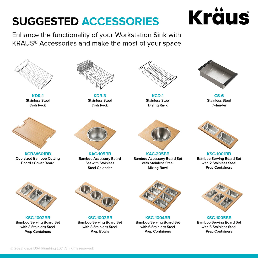 Kore Workstation Drop-In Stainless Steel Kitchen Sink